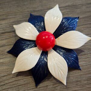 Vintage Flower Pin (Red, White, and Blue)